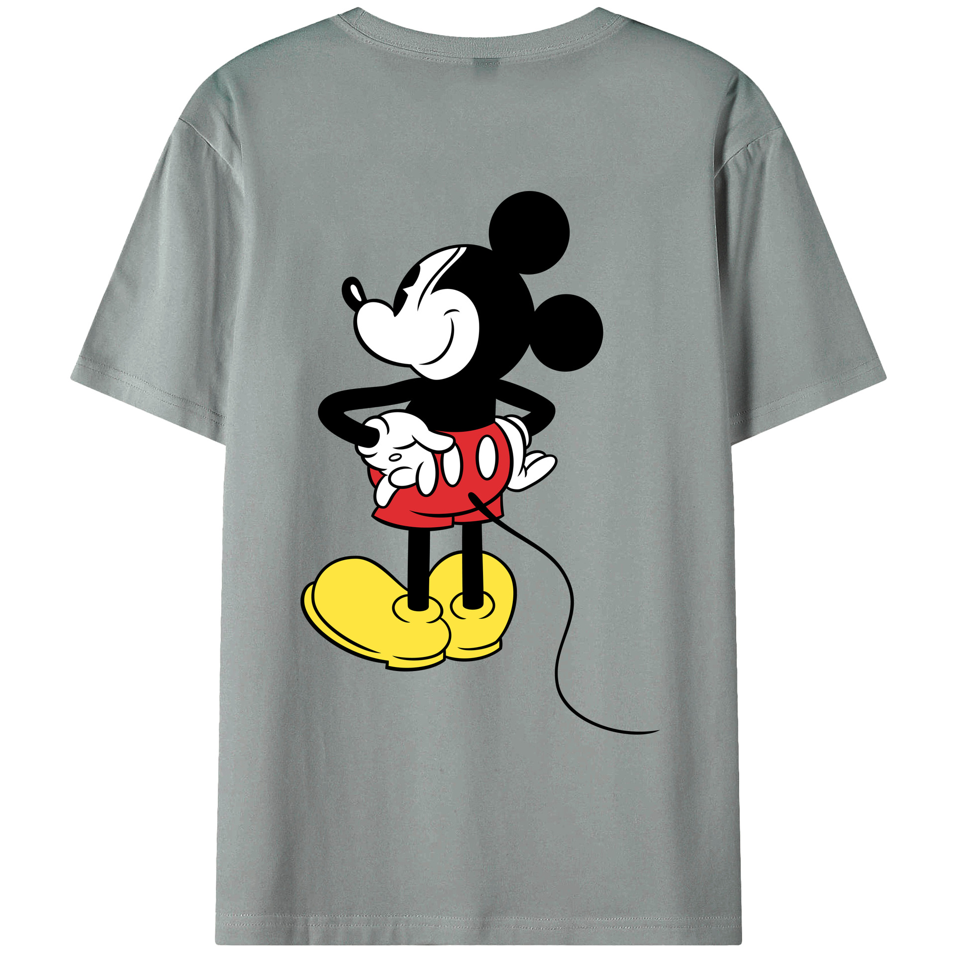 （画像用） ミッキーマウス Mickey Mouse 綿100％ メンズ半袖Tシャツ（バックプリント） 通気性
